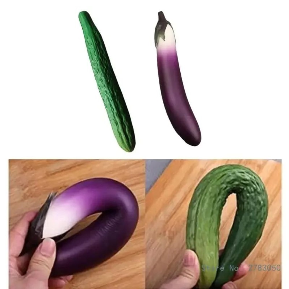 Realistic PU Artificial Cucumber Aubergine Display Prop Soft Simulation Vegetable Decor 0