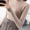 Womens Mock Neck Knit Sweater Slim Fit Vintage Korean Style Pullover 1