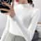 Womens Mock Neck Knit Sweater Slim Fit Vintage Korean Style Pullover 11