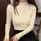 Womens Mock Neck Knit Sweater Slim Fit Vintage Korean Style Pullover 13