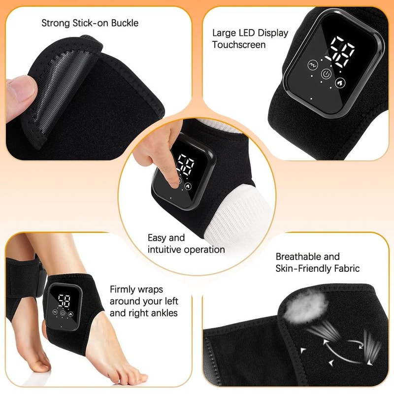 Rechargeable Heated Ankle Brace Massager With Vibration Adjustable Compression Support 2