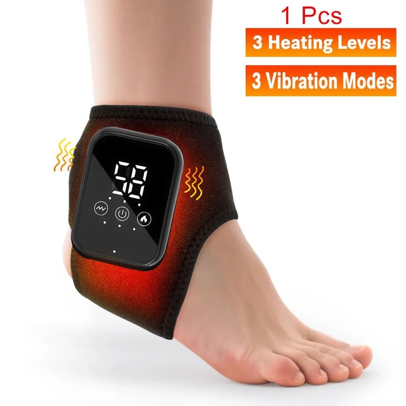 Rechargeable Heated Ankle Brace Massager With Vibration Adjustable Compression Support 6