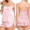 Silky Satin Cami Pajama Set For Women Sexy Sleeveless Lingerie Sleepwear With Shorts 0
