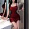 Womens Sexy Mesh DoubleLayer Split Mini Dress Slim Fit Suspender Summer Party Dress 3