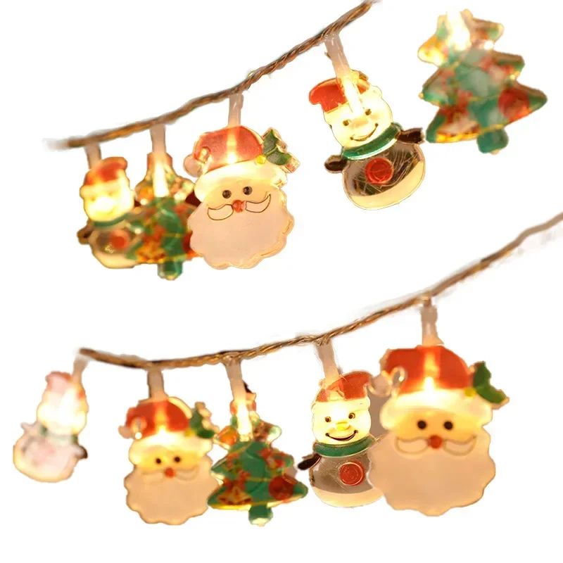 FestiveGlow Santa Snowman LED Christmas String Lights Battery Operated Holiday Decorative Garland 3
