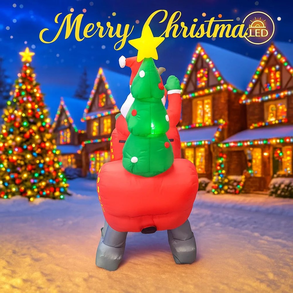 787ft Christmas Inflatable Santa Sleigh With Reindeer LED Lights Outdoor Yard Holiday Decoration 5