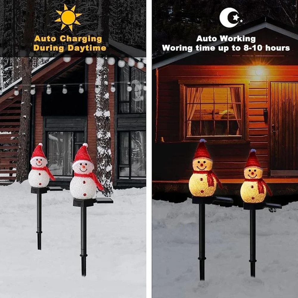 Solar Powered Christmas Snowman Garden Lights Outdoor Holiday Decoration Stake Light 3