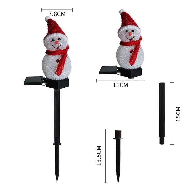 Solar Powered Christmas Snowman Garden Lights Outdoor Holiday Decoration Stake Light 4