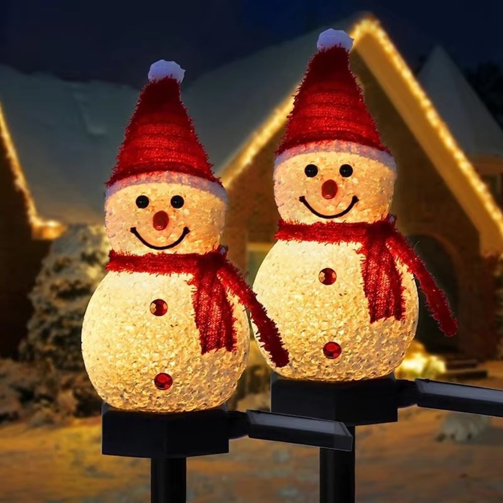 Solar Powered Christmas Snowman Garden Lights Outdoor Holiday Decoration Stake Light 2