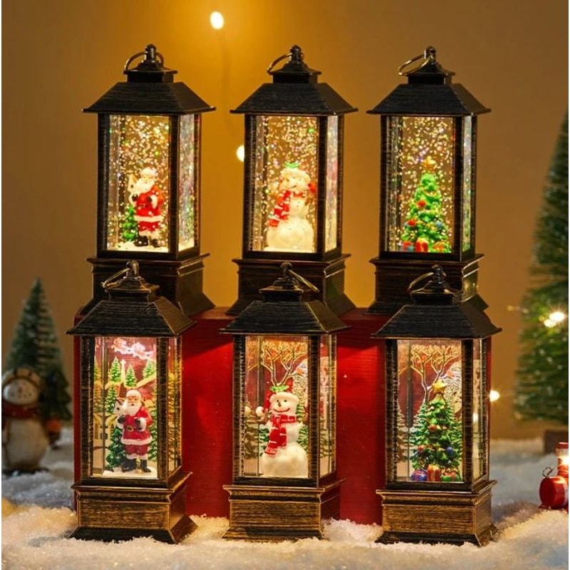 Christmas Santa Lantern Night Light Decorative Desktop Holiday Lamp 10