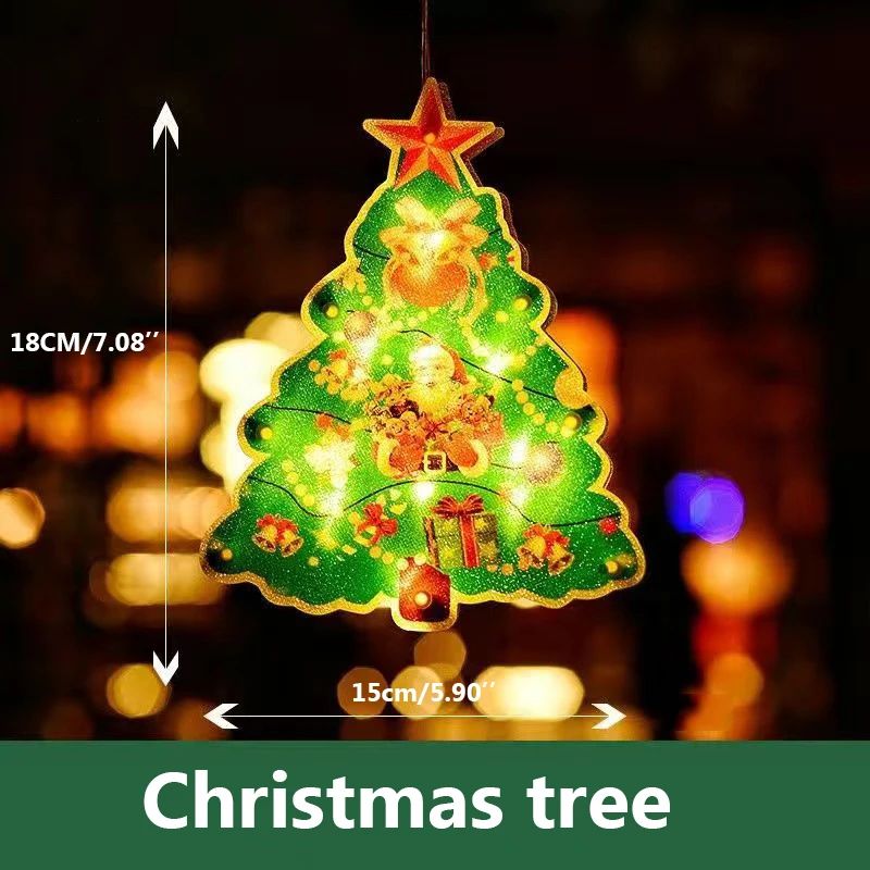 LED Christmas Window Hanging Suction Light Festive Decorative Lamp For Home Shop Display 12