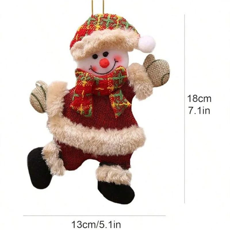 Plush Christmas Tree Hanging Ornaments Snowman Reindeer Bear Holiday Decorations 5