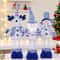 Nordic Blue Christmas Plush Hanging Dolls Stretchy Santa Reindeer Snowman Tree Ornaments 2