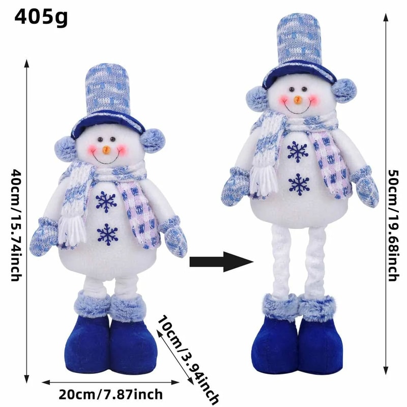 Nordic Blue Christmas Plush Hanging Dolls Stretchy Santa Reindeer Snowman Tree Ornaments 5