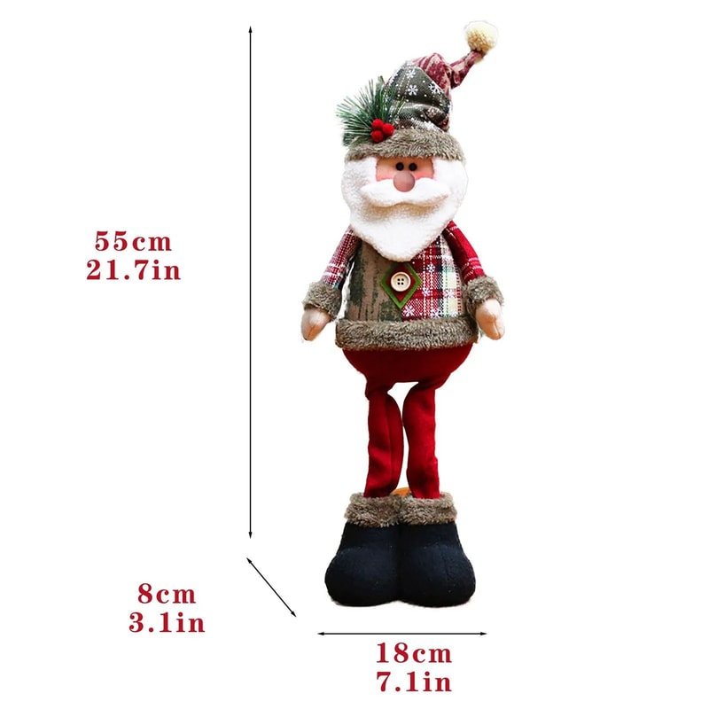 3pcs Christmas Standing Doll Set Santa Claus Snowman Reindeer Plush Holiday Decorations 5