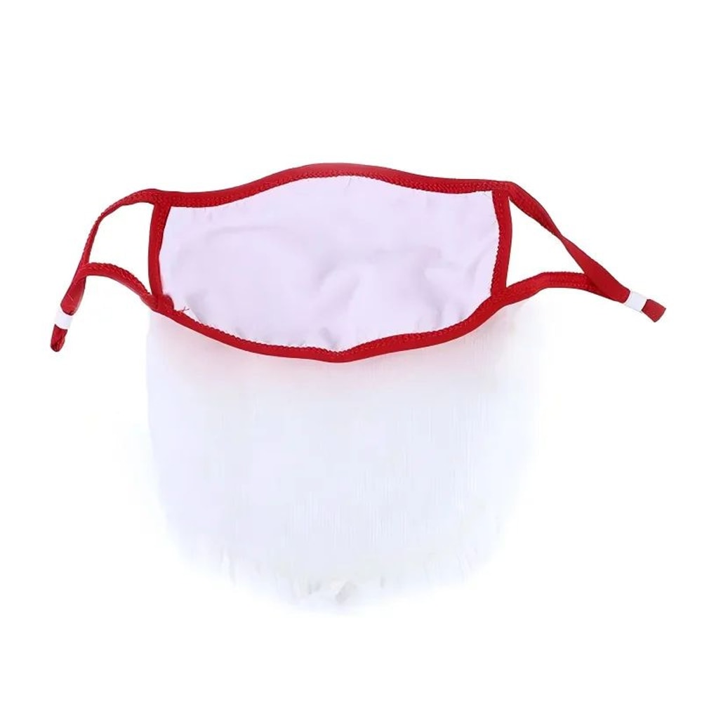 Santa Claus Beard Mask Costume Prop Red White Christmas Holiday Prank Mask 0