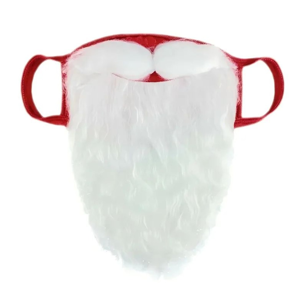 Santa Claus Beard Mask Costume Prop Red White Christmas Holiday Prank Mask 4