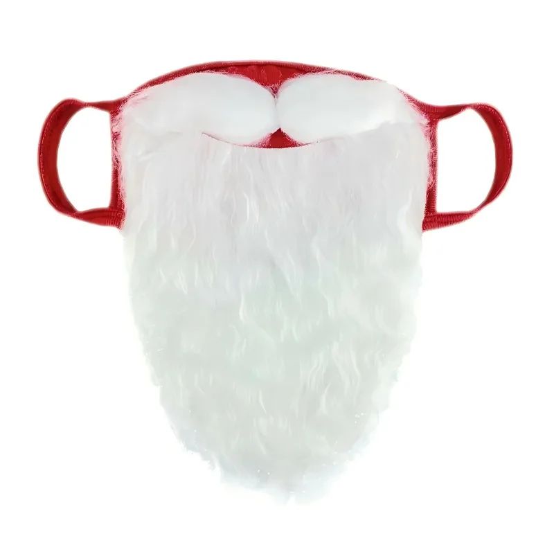 Santa Claus Beard Mask Costume Prop Red White Christmas Holiday Prank Mask 4