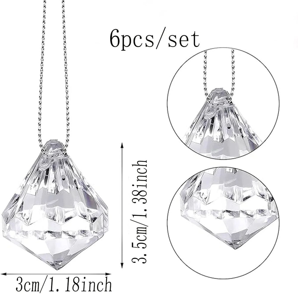 6pcs Acrylic Crystal Christmas Tree Pendant Transparent Diamond Holiday Hanging Ornaments 5