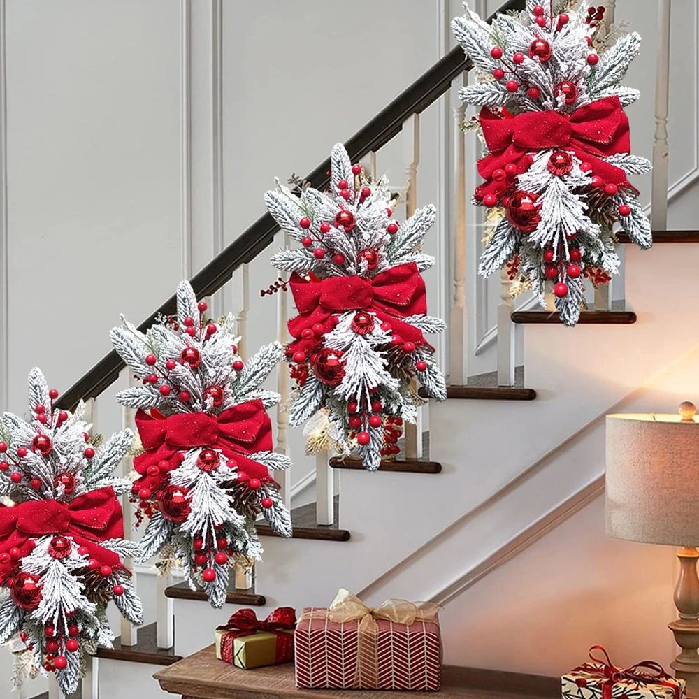 Lighted Christmas Wreath Garland Festive Door Stair Hanging Holiday Decoration 1
