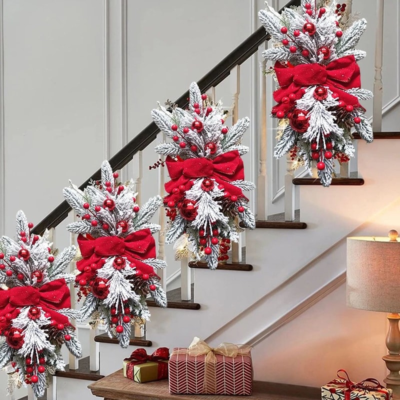 Lighted Christmas Wreath Garland Festive Door Stair Hanging Holiday Decoration 1