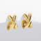Punk Gold Silver CrissCross Huggie Hoop Earrings Geometric Mixed Metal Ear Bone Jewelry 6