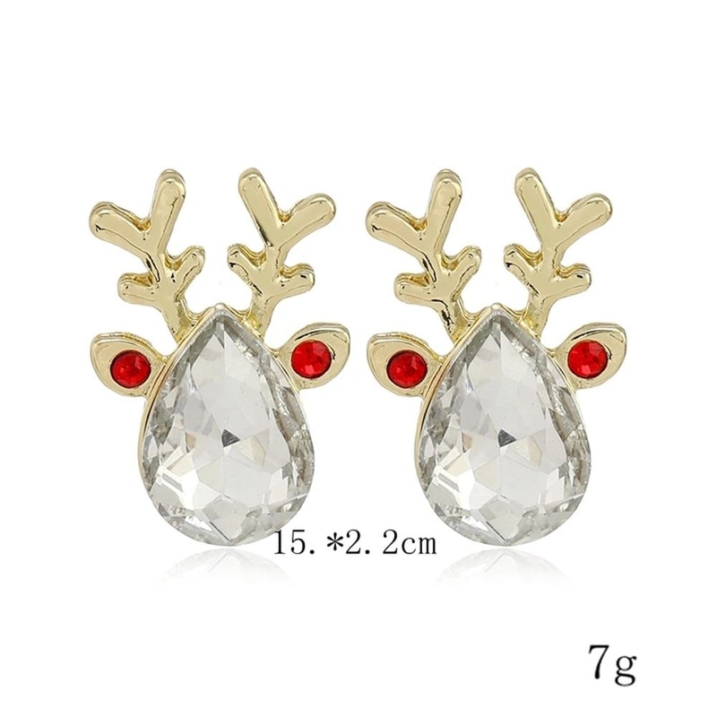 Christmas Rhinestone Snowflake Elk Stud Earrings Pearl Holiday Jewelry For Women 7