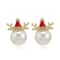 Christmas Rhinestone Snowflake Elk Stud Earrings Pearl Holiday Jewelry For Women 8