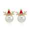 Christmas Rhinestone Snowflake Elk Stud Earrings Pearl Holiday Jewelry For Women 8