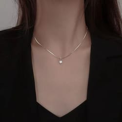 925 sterling silver zircon water drop necklace – minimalist geometric collarbone chain for women