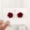 Vintage Wine Red Rose Stud Earrings Elegant Flocked Flower Earrings With 925 Silver Needle 2
