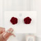 Vintage Wine Red Rose Stud Earrings Elegant Flocked Flower Earrings With 925 Silver Needle 2