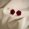Vintage Wine Red Rose Stud Earrings Elegant Flocked Flower Earrings With 925 Silver Needle 4