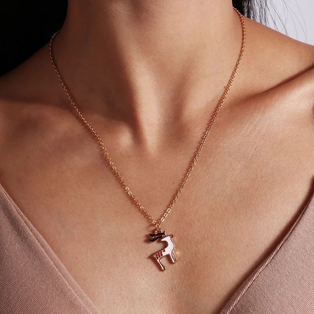 Enamel Christmas Pendant Necklace Santa Tree Bell Holiday Jewelry For Women 22