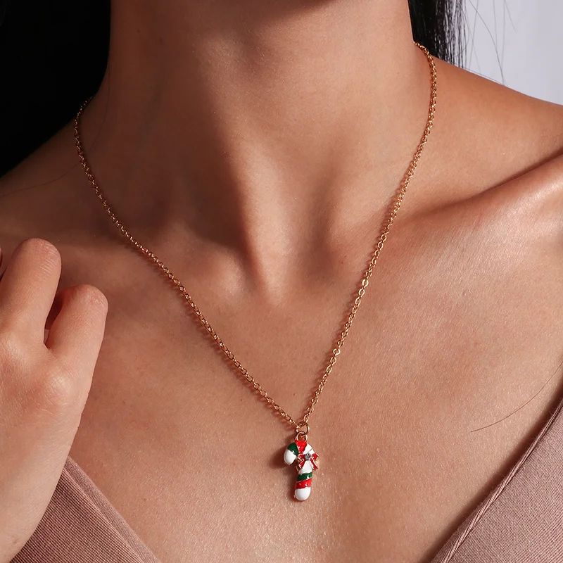 Enamel Christmas Pendant Necklace Santa Tree Bell Holiday Jewelry For Women 25