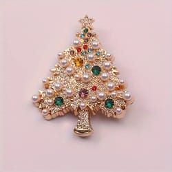 colorful christmas tree brooch pin – festive rhinestone holiday jewelry for women
