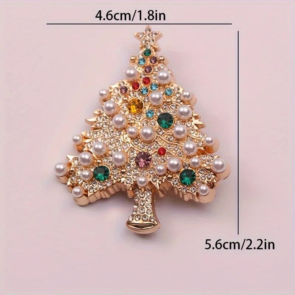 Colorful Christmas Tree Brooch Pin Festive Rhinestone Holiday Jewelry For Women 5