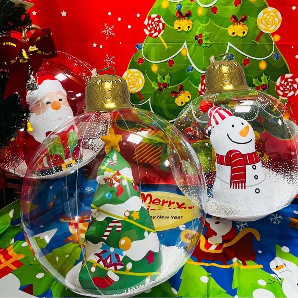 Giant Transparent Inflatable Christmas Ball Outdoor PVC Holiday Yard Decoration 1