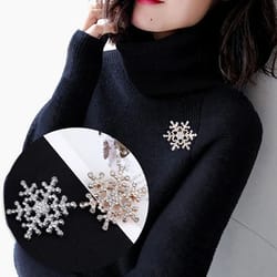 rhinestone snowflake brooch pin – elegant winter flower collar jewelry for women & men