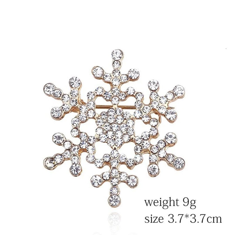 Rhinestone Snowflake Brooch Pin Elegant Winter Flower Collar Jewelry For Women Men 4