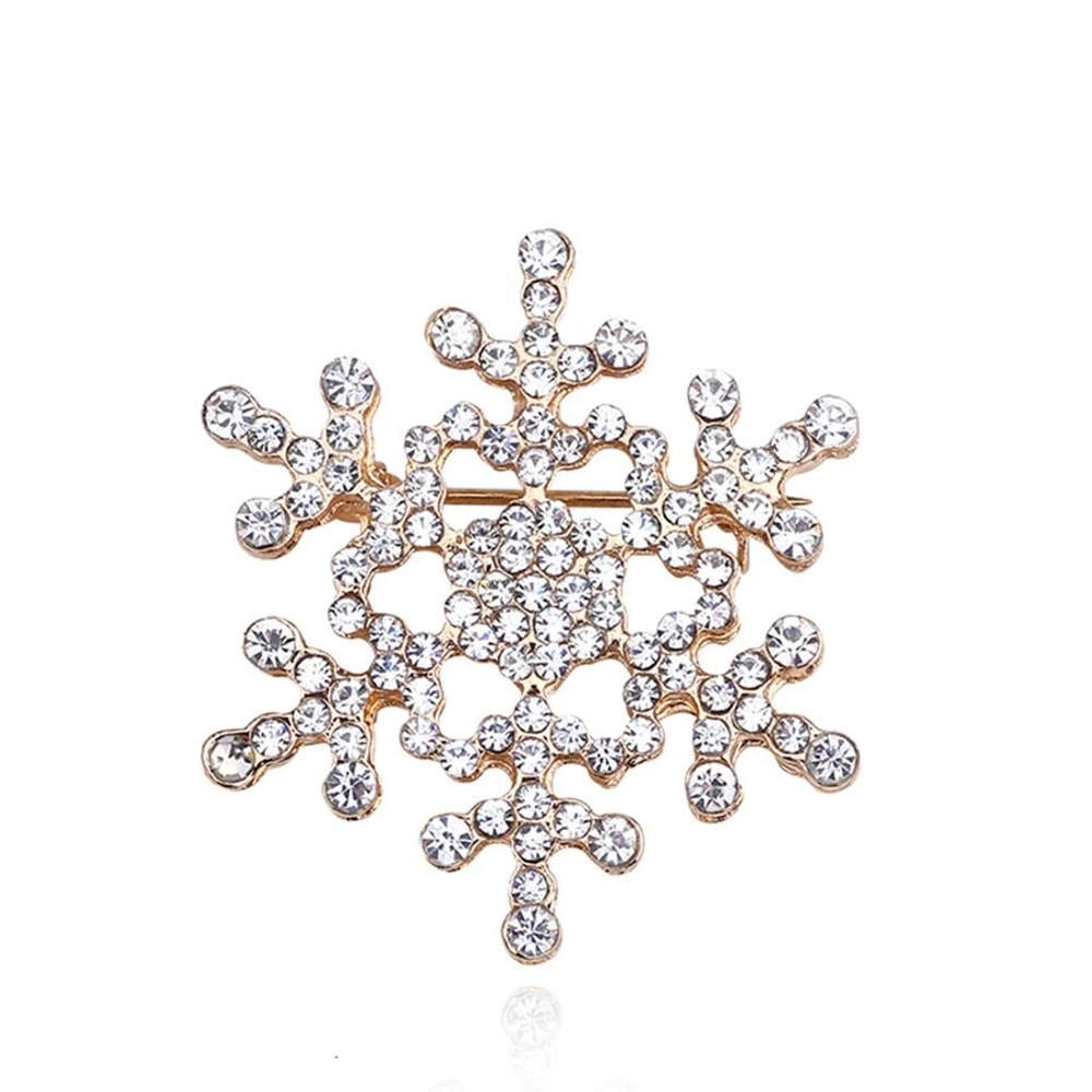 Rhinestone Snowflake Brooch Pin Elegant Winter Flower Collar Jewelry For Women Men 6