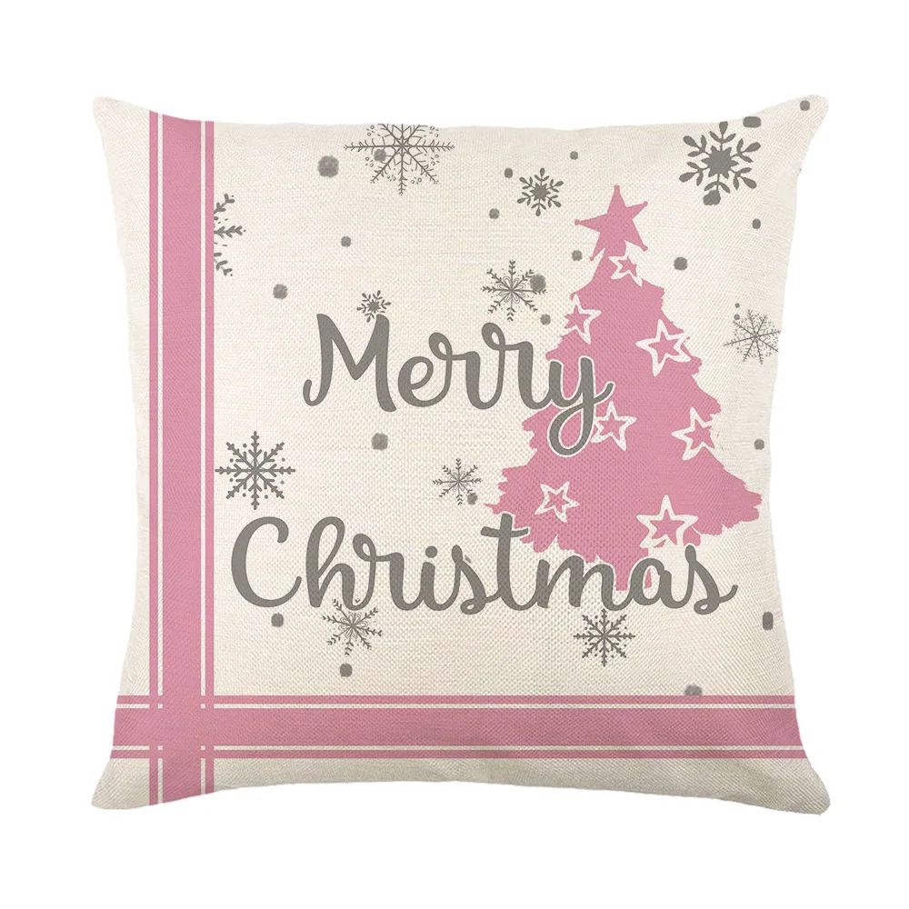 Christmas Snowman Throw Pillow Cover Festive Linen Cushion Case For Sofa Holiday Decor 2