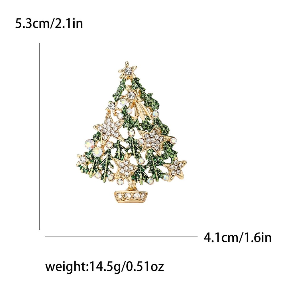 Rhinestone Enamel Christmas Tree Brooch Pin Festive Holiday Plant Lapel Jewelry For Women Men 2