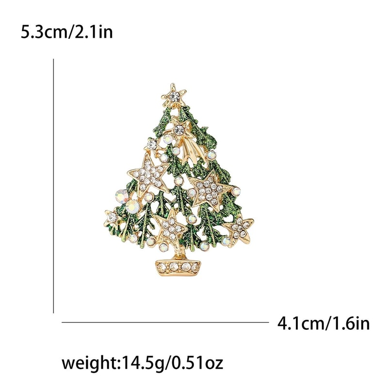 Rhinestone Enamel Christmas Tree Brooch Pin Festive Holiday Plant Lapel Jewelry For Women Men 2