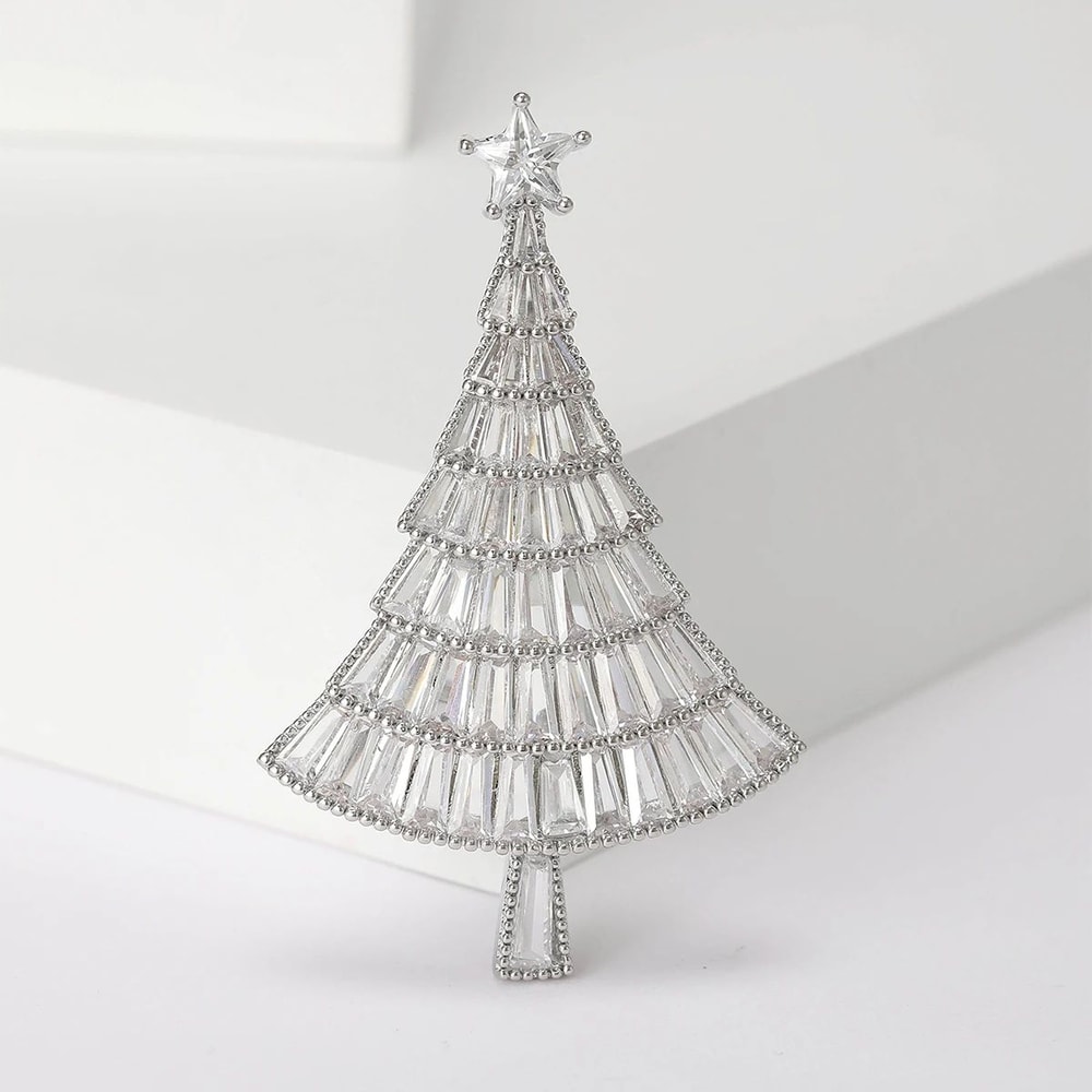 Rhinestone Enamel Christmas Tree Brooch Pin Festive Holiday Plant Lapel Jewelry For Women Men 4