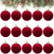 Wine Red Velvet Flocked Christmas Ball Ornaments Luxury Xmas Tree Hanging Decorations For Holiday 4