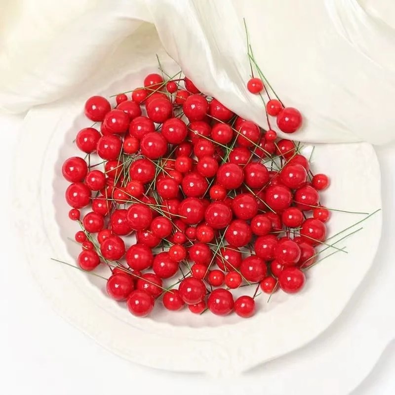 Artificial Red Berry Stems For Christmas Decor Mini Fake Cherry Berries For DIY Wreaths Floral Ar