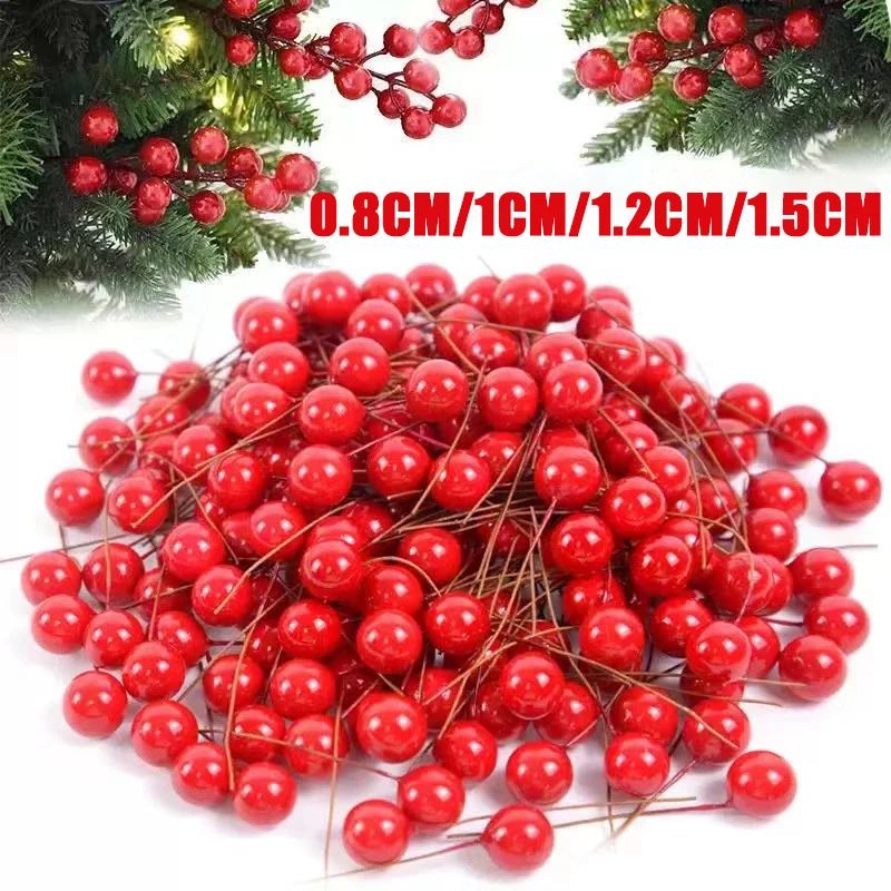 Artificial Red Berry Stems For Christmas Decor Mini Fake Cherry Berries For DIY Wreaths Floral Ar