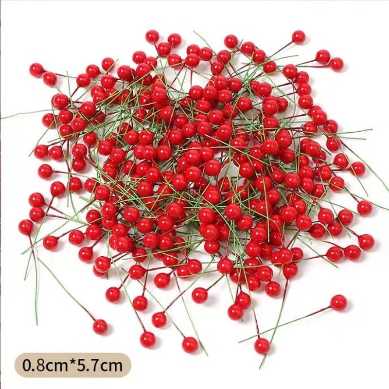 Artificial Red Berry Stems For Christmas Decor Mini Fake Cherry Berries For DIY Wreaths Floral Ar