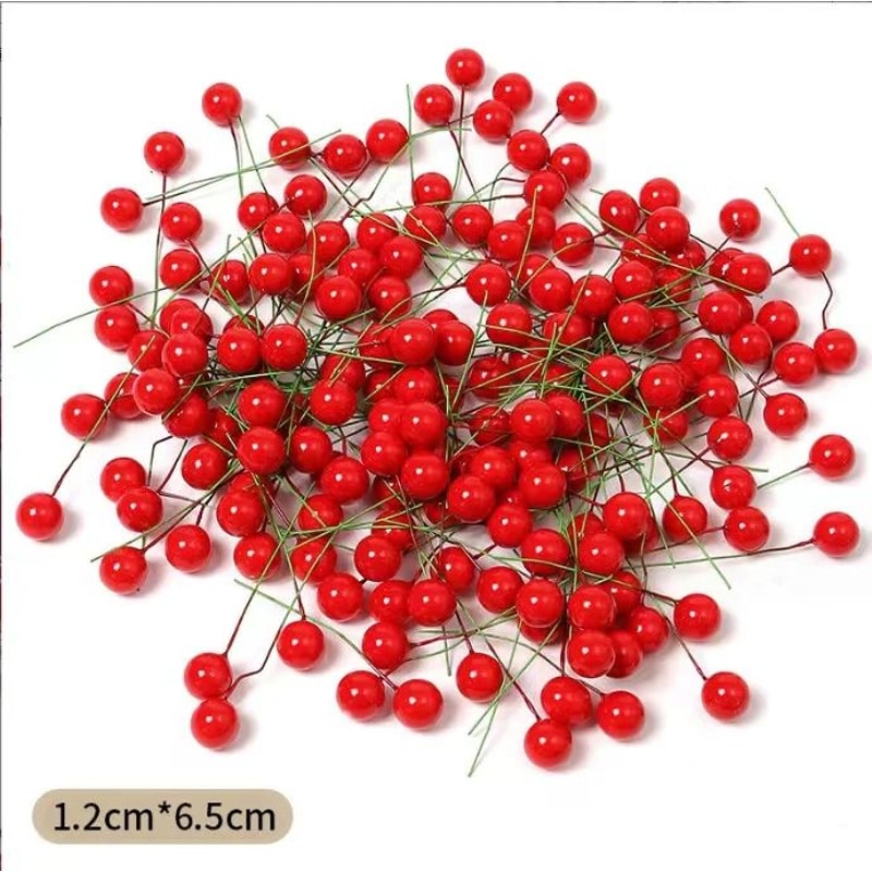 Artificial Red Berry Stems For Christmas Decor Mini Fake Cherry Berries For DIY Wreaths Floral Ar